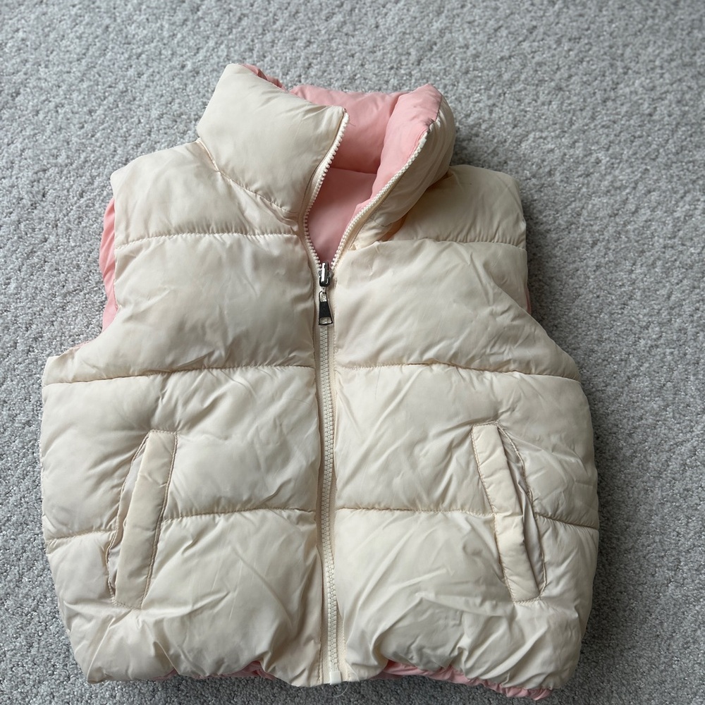 Cream and Pink Puffer Vest